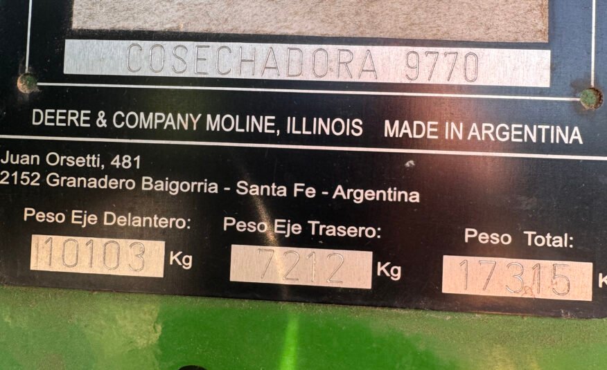 COSECHADORA JOHN DEERE 9770 STS