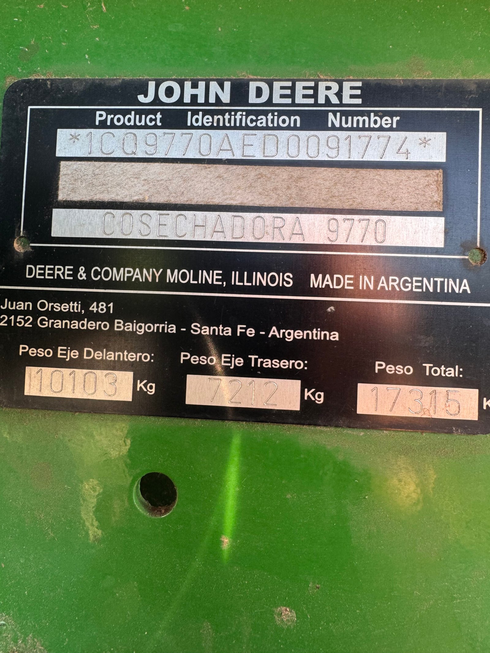 COSECHADORA JOHN DEERE 9770 STS